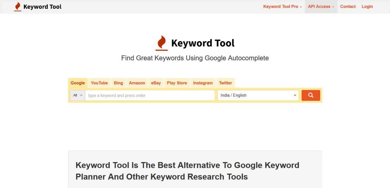 ابزار جستجو کلمات کلیدی keyword tool